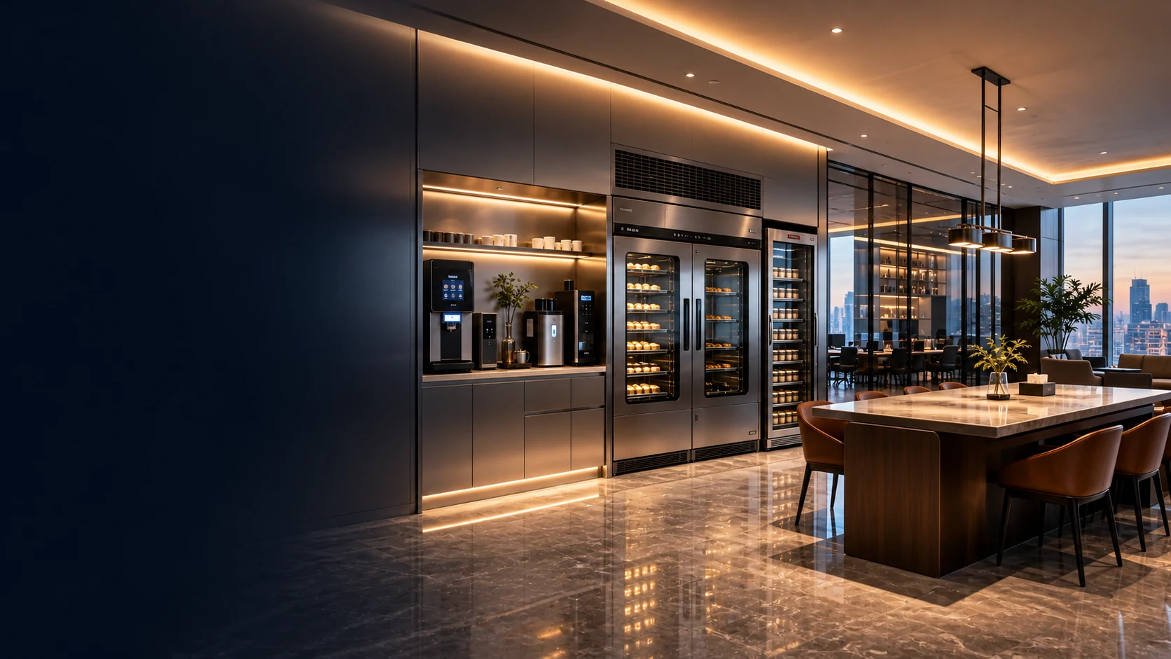 Steam cooking equipment in a contemporary office dining area